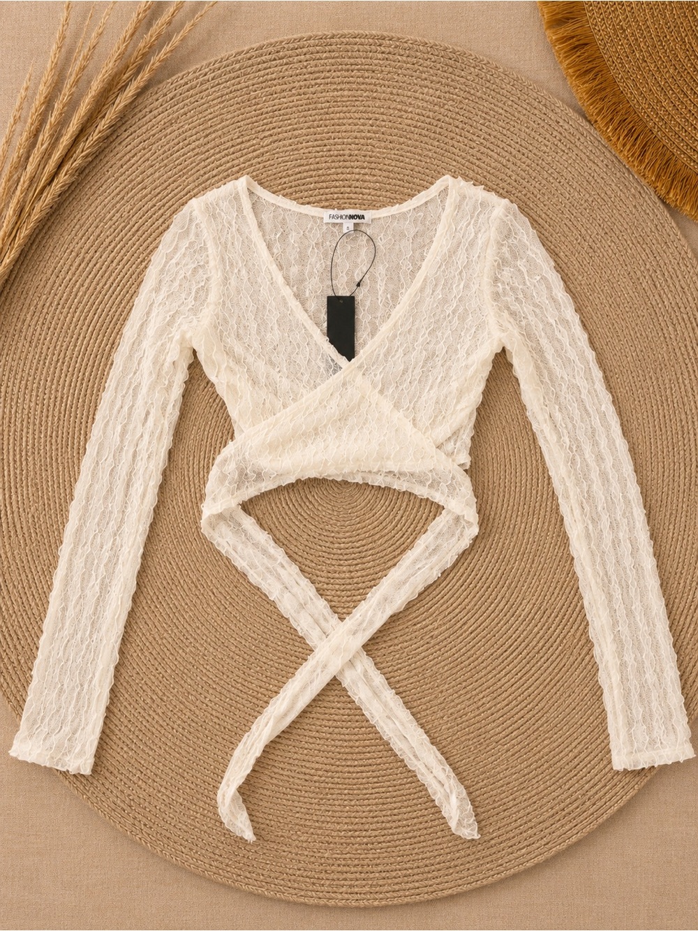 Fashion Nova Ruffle Wrap Crop Top
